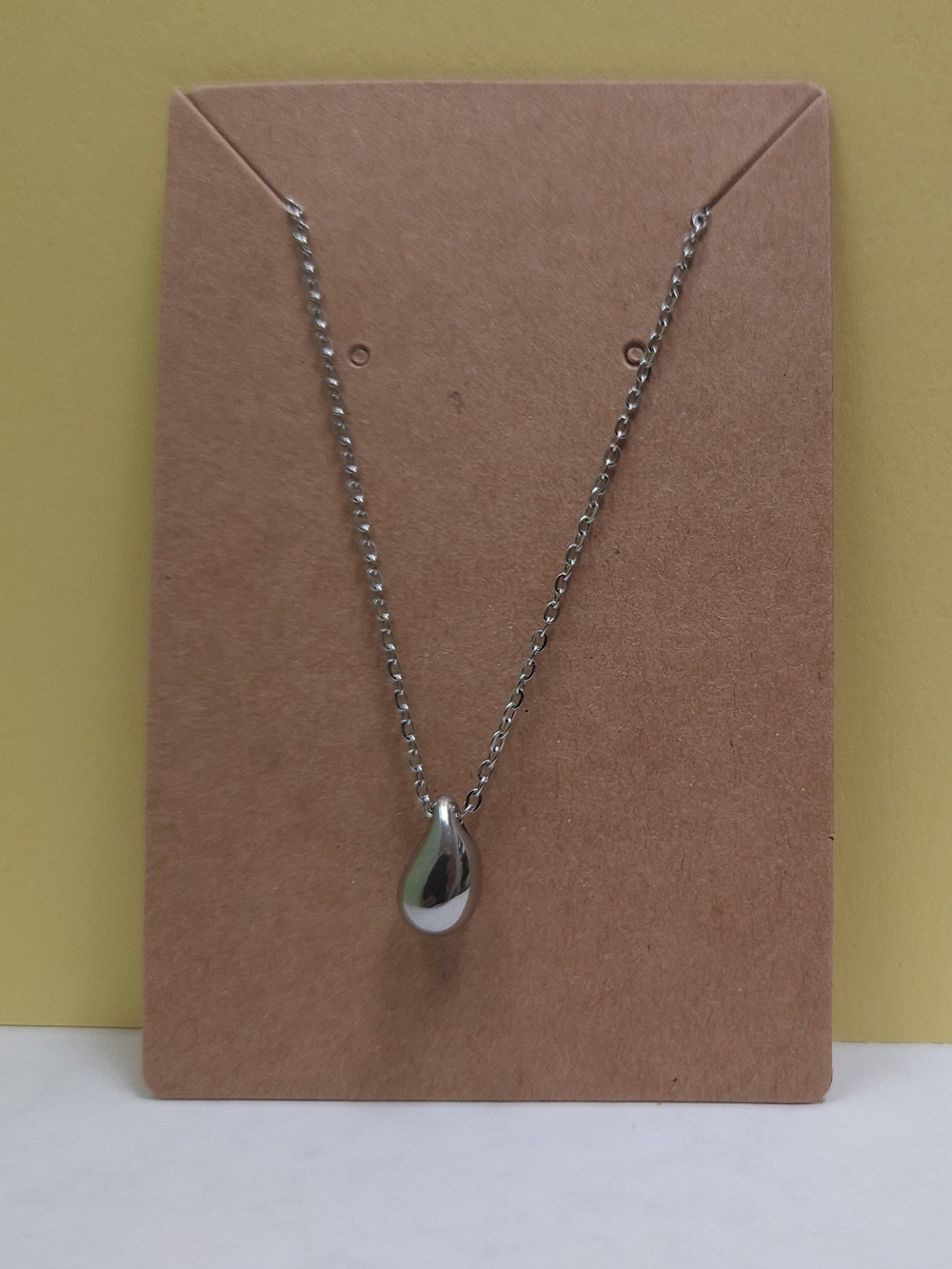 Sterling Silver Teardrop Pendant Necklace - Silver